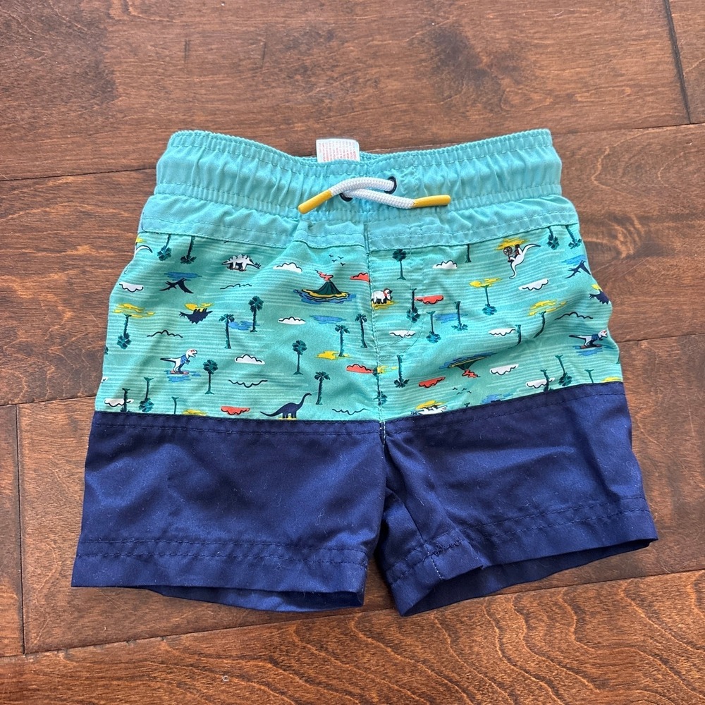 Cat and Jack Boys‎ 18 Month Swimsuit Swim Trunks Lined Blue Green Beach